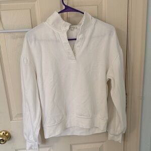 Women's White Henley Crewneck